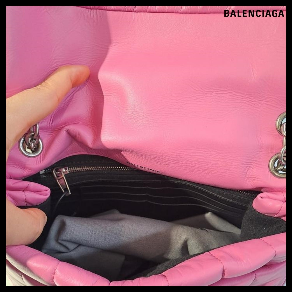 【BALENCIAGA】Monaco Mini Bag Pink Sprayed Quilted