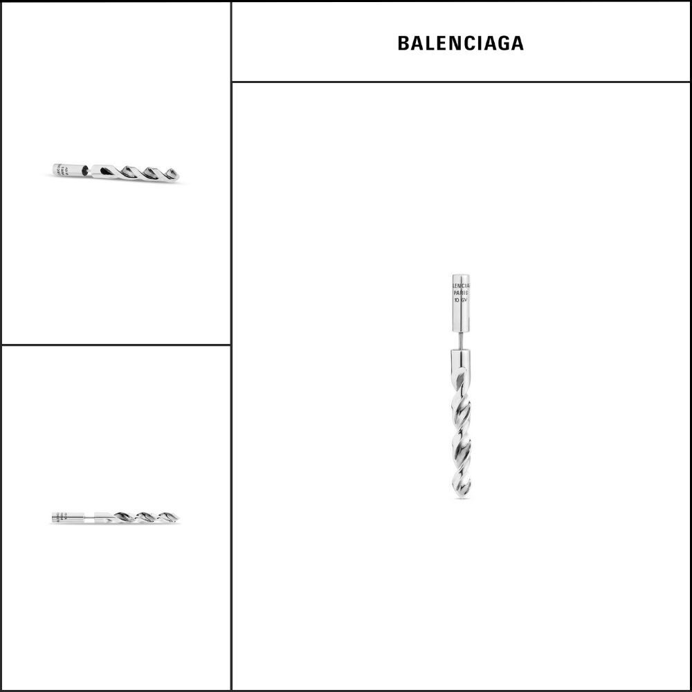 【BALENCIAGA】City Drill Earrings Silver