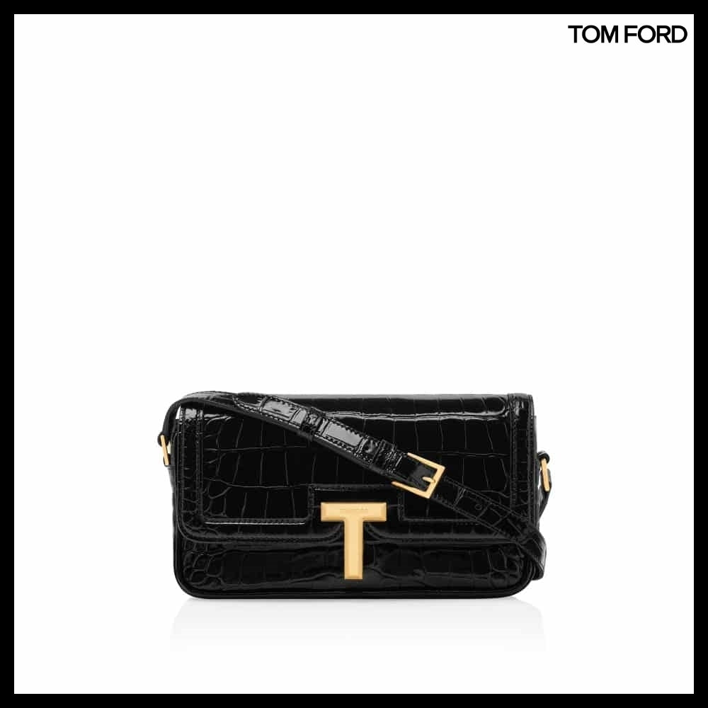 【TOM FORD】SHINY STAMPED CROCODILE LEATHER WALLIS SHOULDER