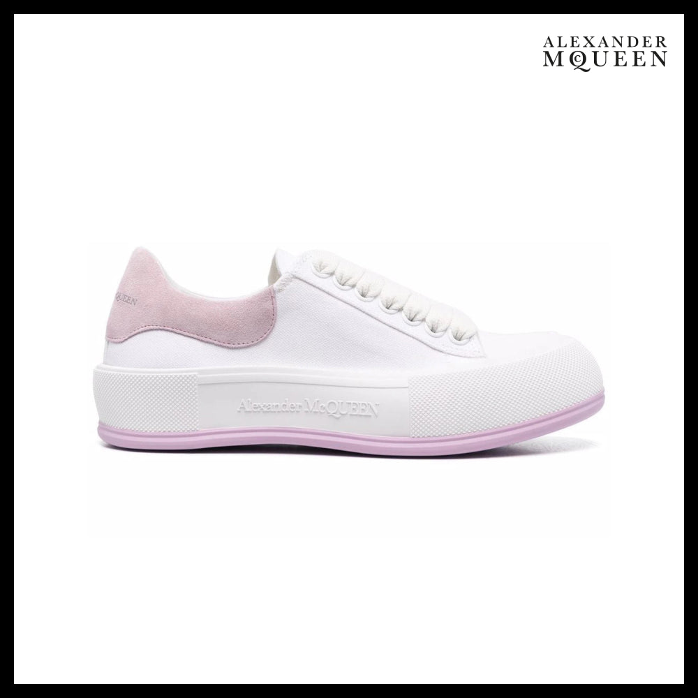 【Alexander Mcqueen】Deck Skate Plimsoll Lace-Up White Pink