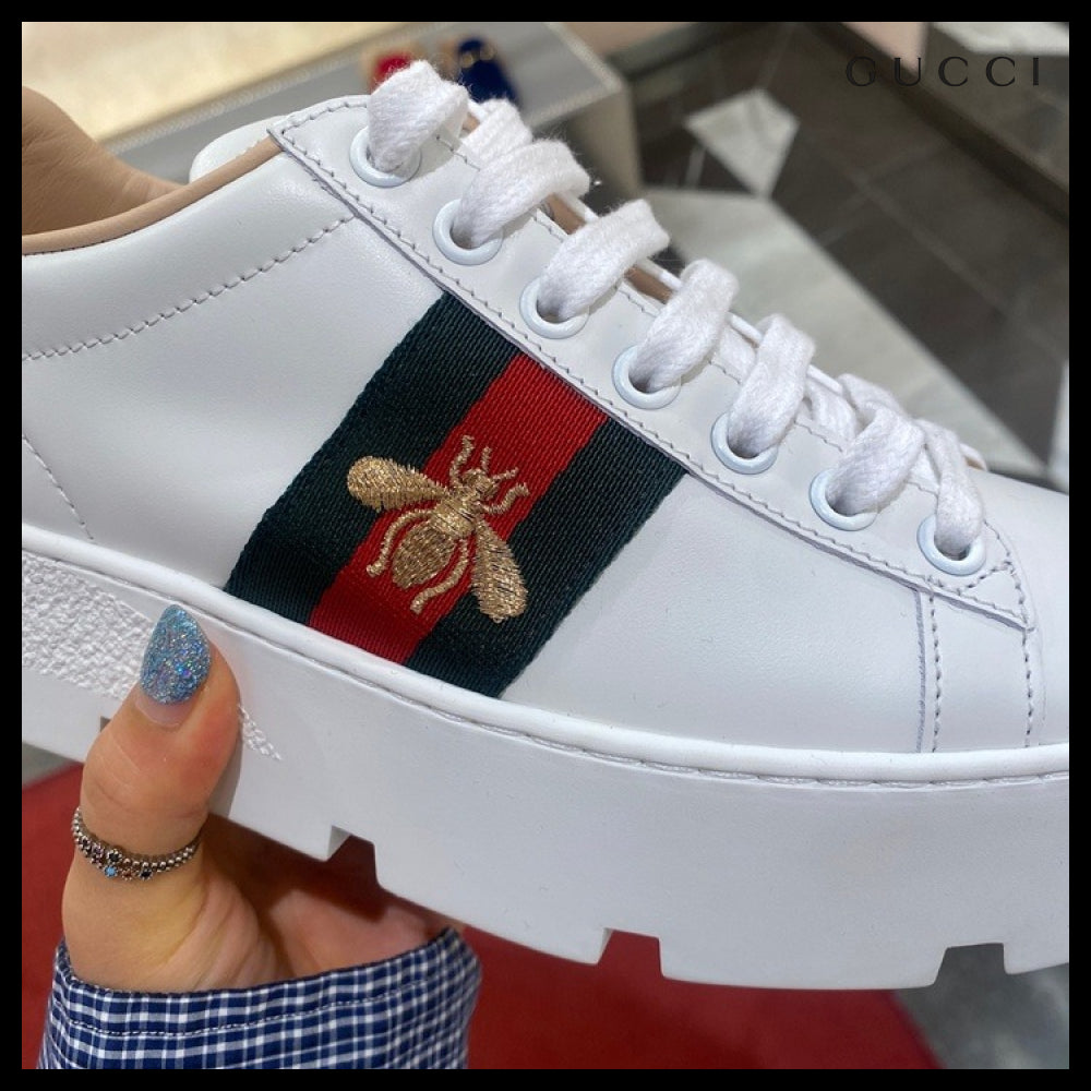 【GUCCI】Ace Bee Embroidered Women’s Sneakers White