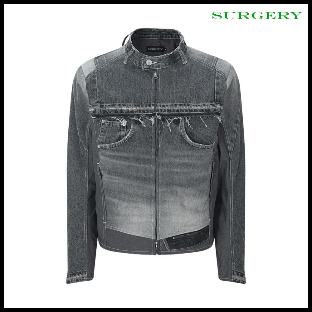 【SURGERY】Denim Biker Jacket Grey