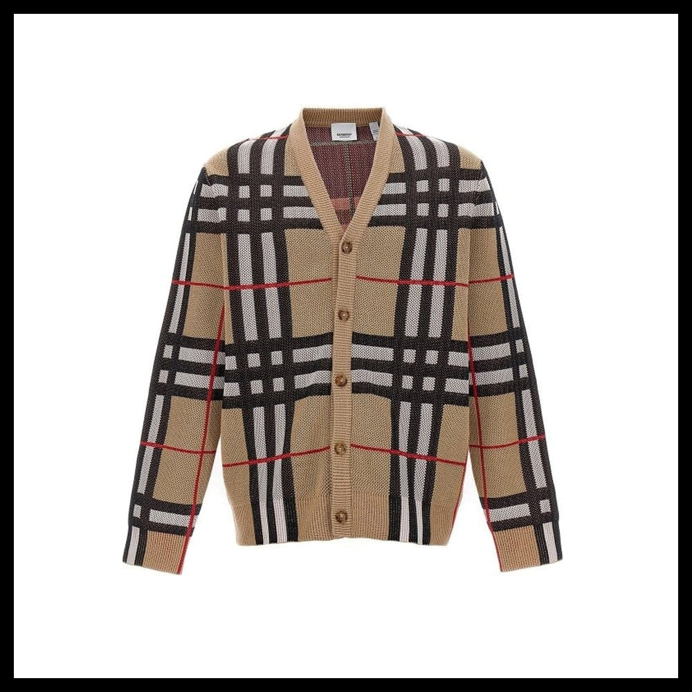 【Burberry】Check Cotton Cardigan Beige Men