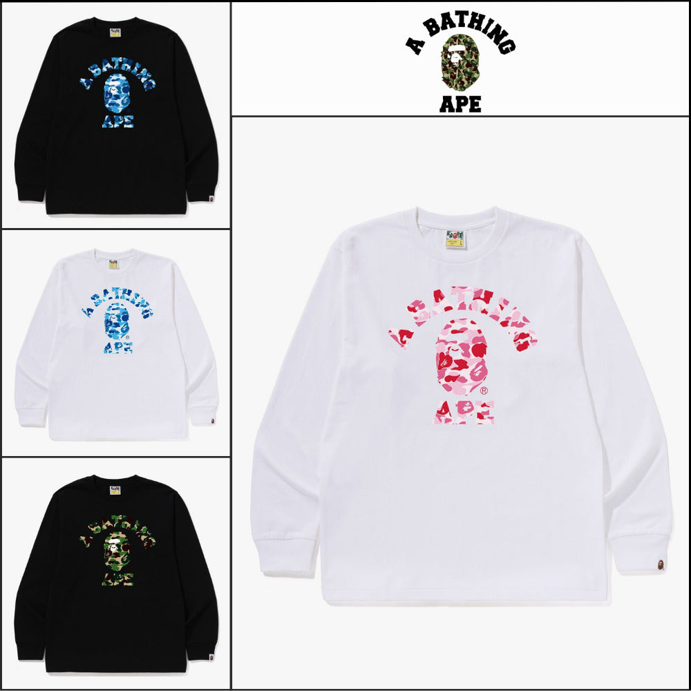 【A BATHING APE】ABC Camo College Long Sleeve T Shirt 4Color