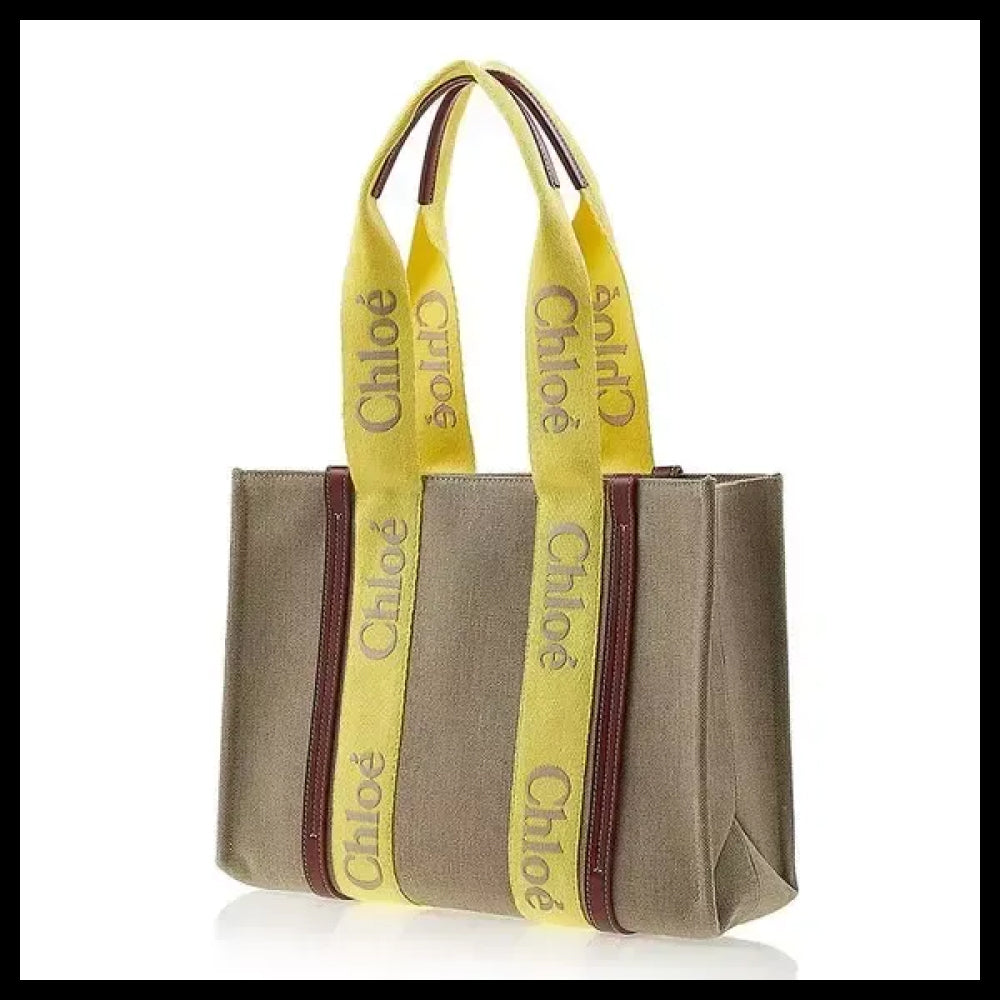 【Chloe】Women’s Woody Medium Tote canvas woody