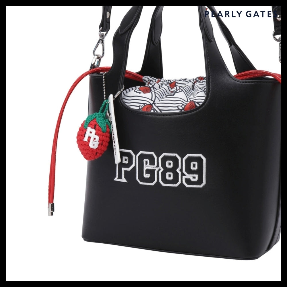 【PEARLY GATES】Embossed Logo Pattern Keyring Bucket Bag