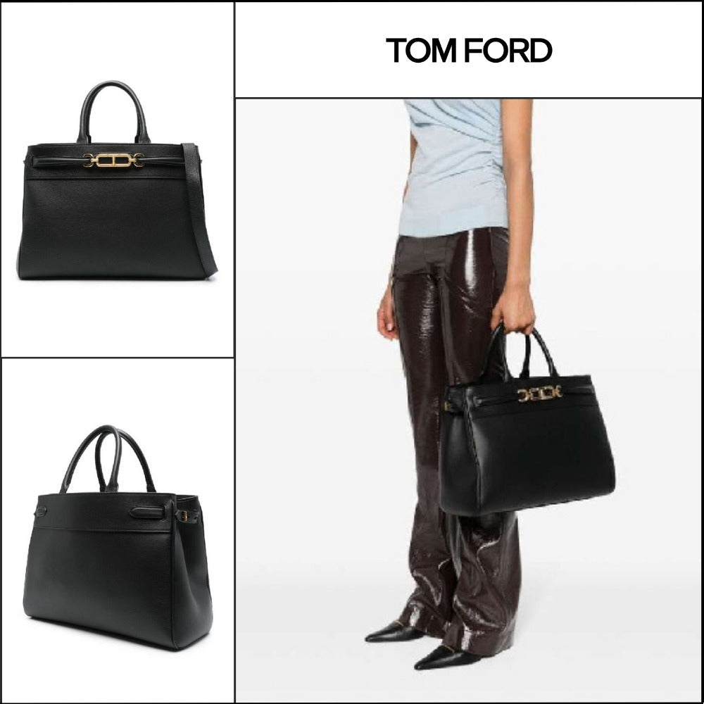 【TOM FORD】GRAIN LEATHER LARGE TOP HANDLE BAG