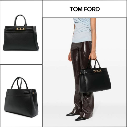 【TOM FORD】GRAIN LEATHER LARGE TOP HANDLE BAG