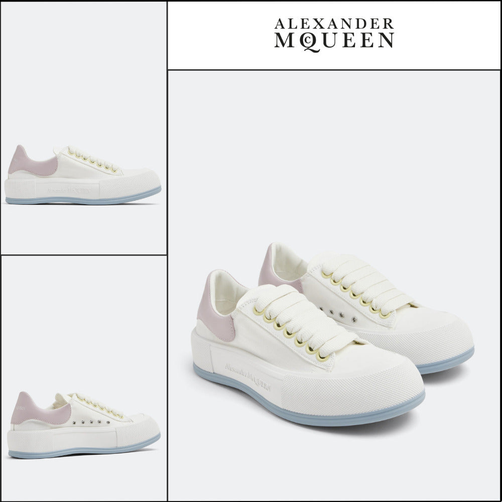 【Alexander Mcqueen】Deck Plimsoll Sneakers in White Fabric