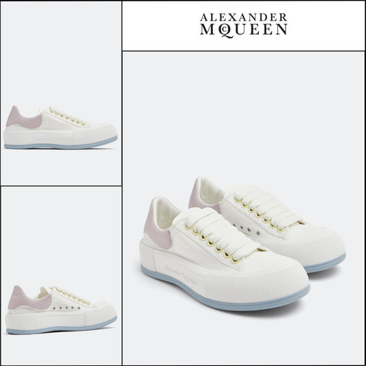 【Alexander Mcqueen】Deck Plimsoll Sneakers in White Fabric