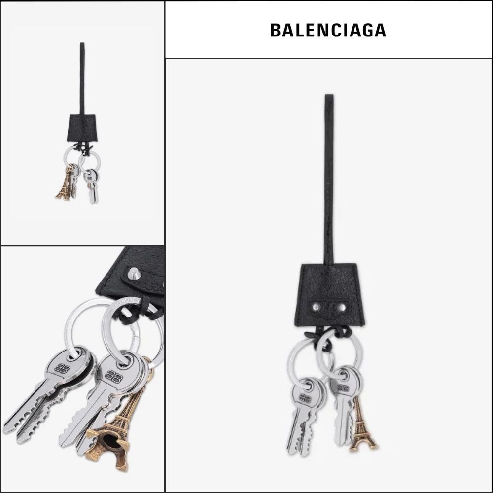【BALENCIAGA】Le City Charm Eiffel Keyring Black
