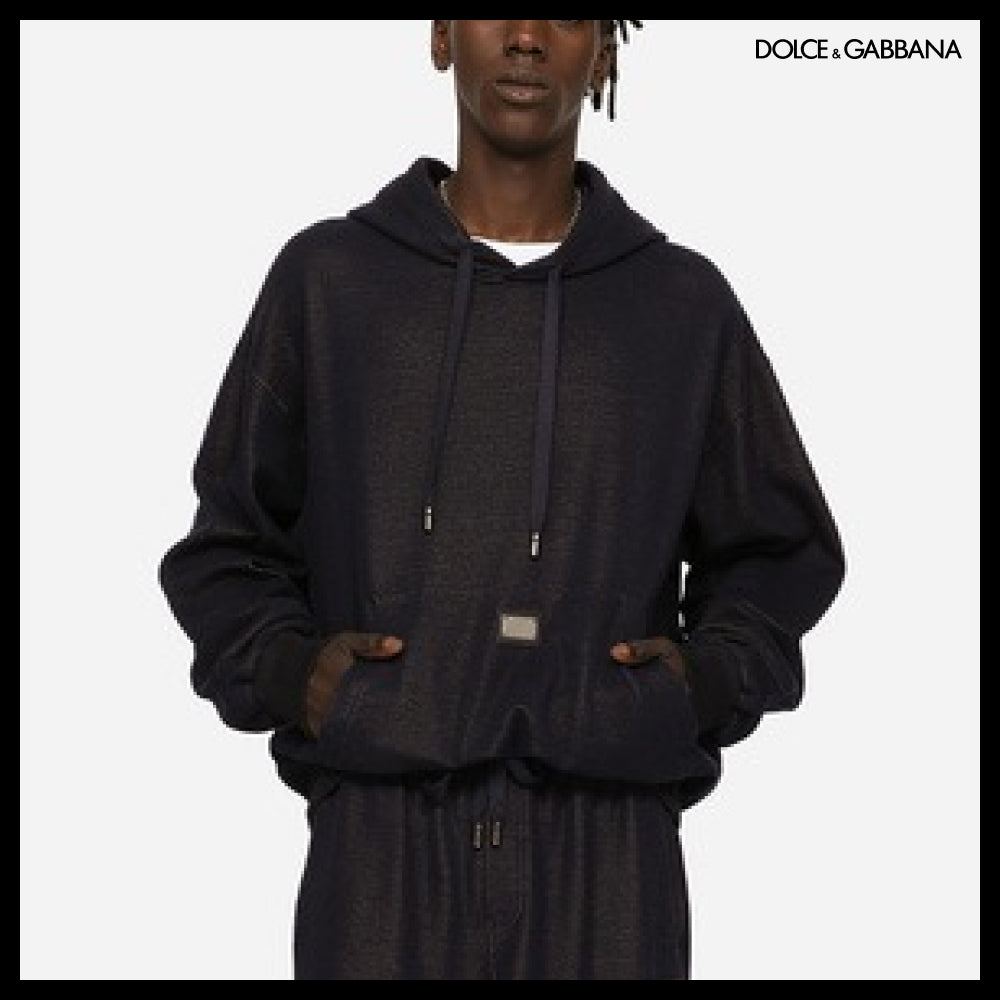 【Dolce & Gabbana】JERSEY HOODIE WITH LOGO TAG