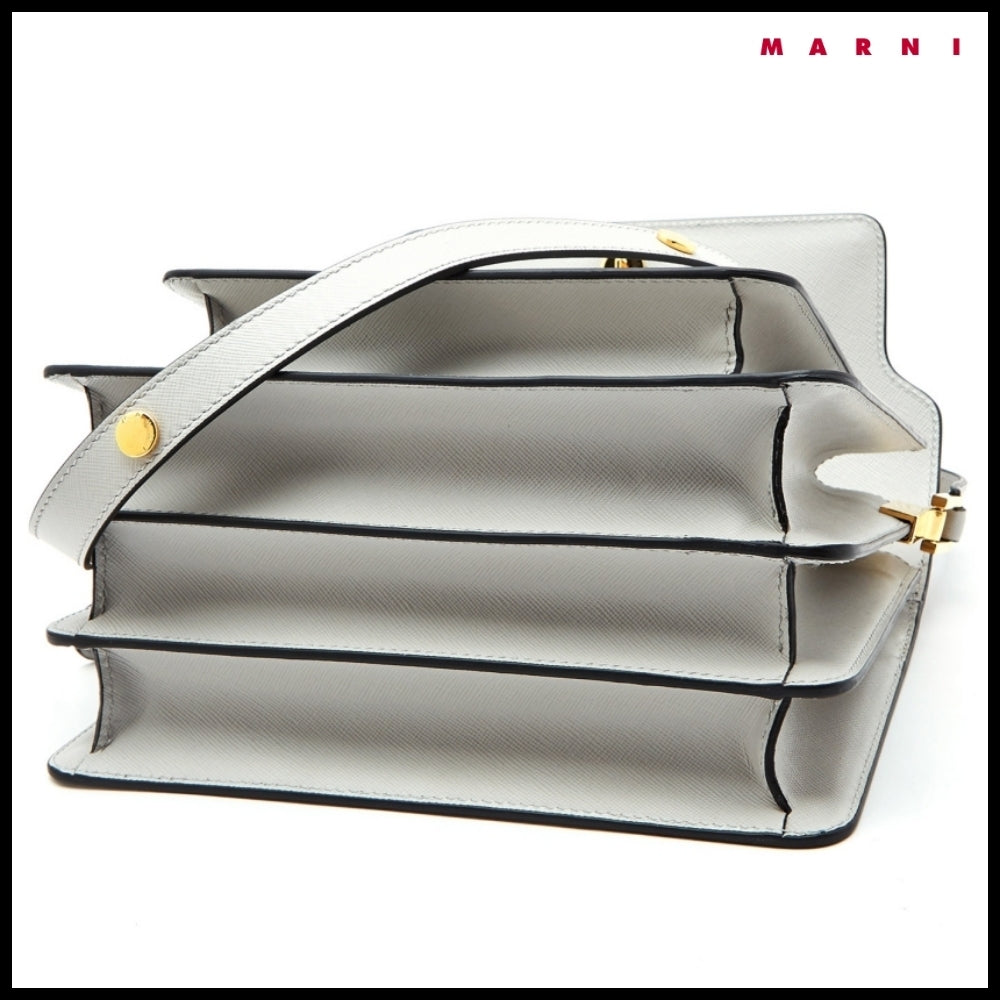 【MARNI】Grey Saffiano Medium Trunk Bag