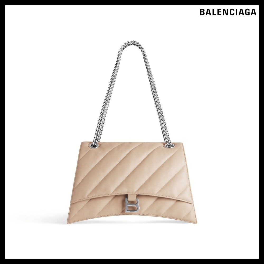 【BALENCIAGA】Crush Medium Chain Bag Quilted in Beige