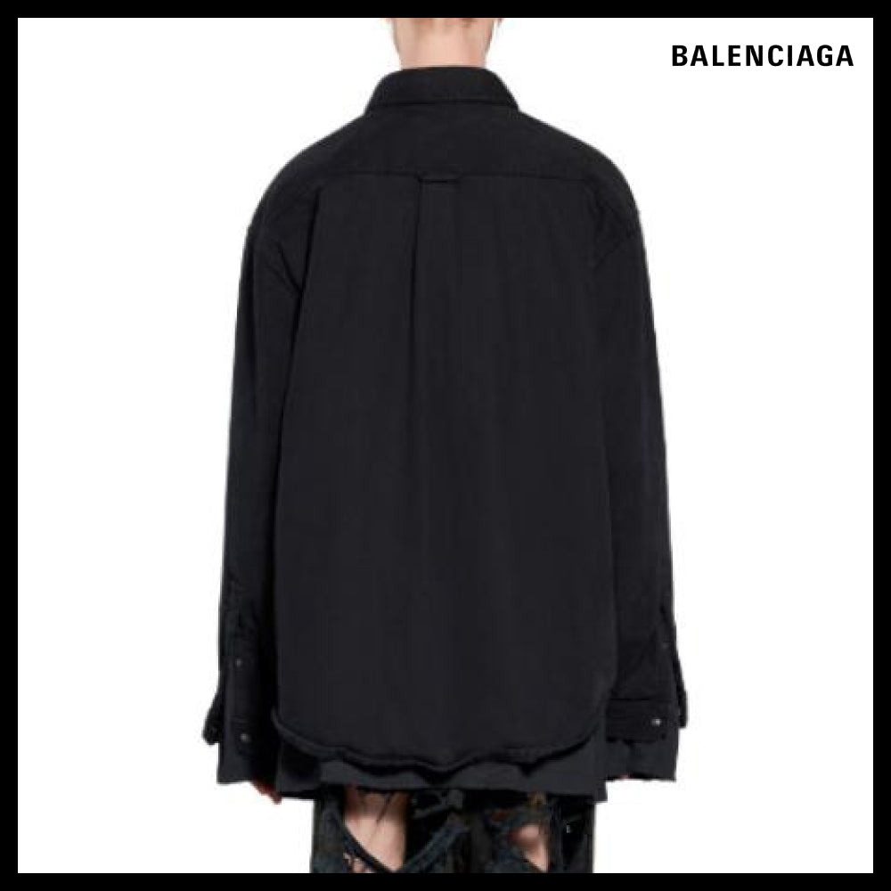 【BALENCIAGA】Padded Shirt Large Fit Black