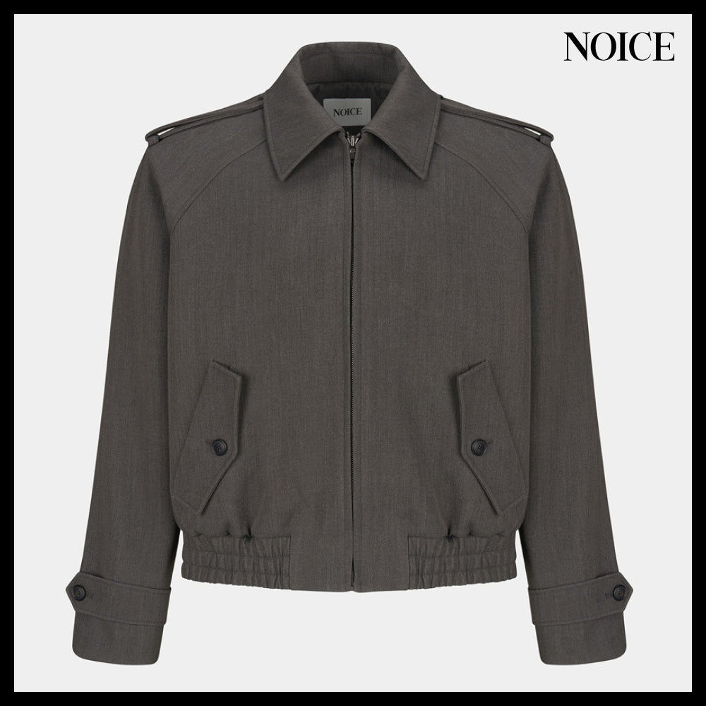 【NOICE  】NECK BUCKLE WOOL BLEND BLOUSON GRAY
