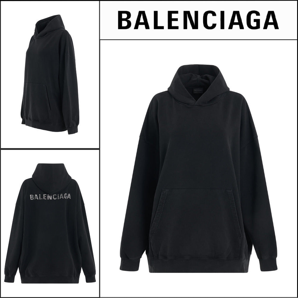 【BALENCIAGA】Back Hoodie Large Fit Black