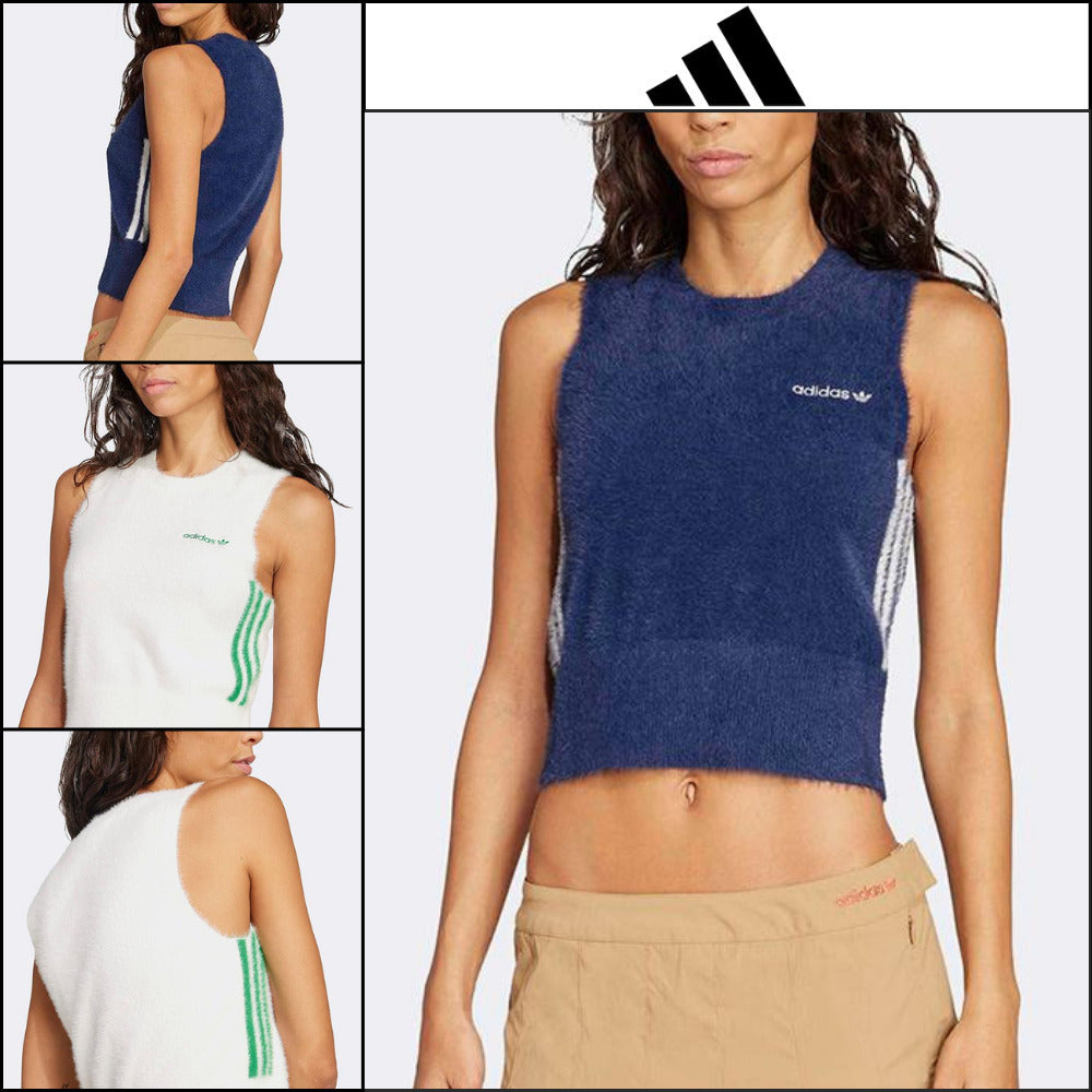 【ADIDAS】 Fluffy Knitted Vest 2 Colors Layered Casual
