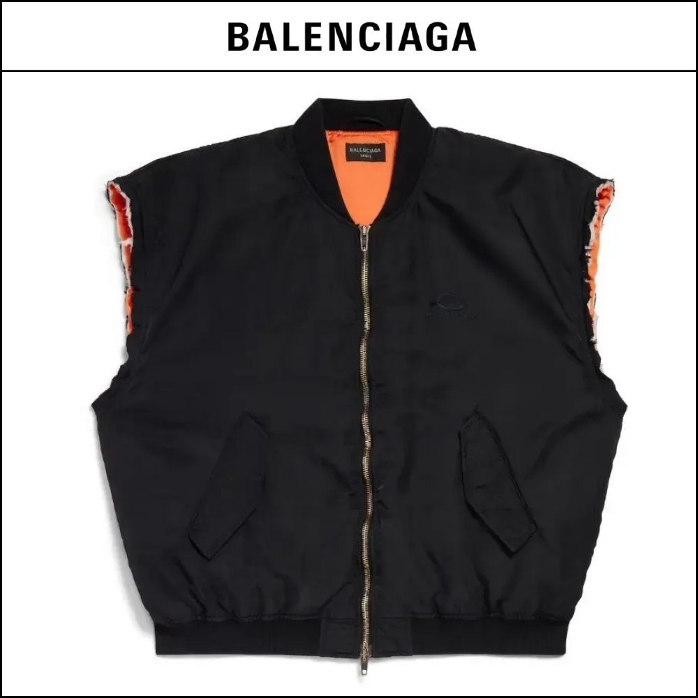 【BALENCIAGA】Sleeveless Bomber Jacket in Black