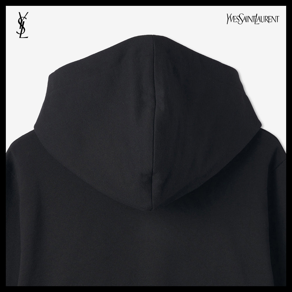 【Saint Laurent】ロゴ リブ ゴーシュ フーディー ブラック