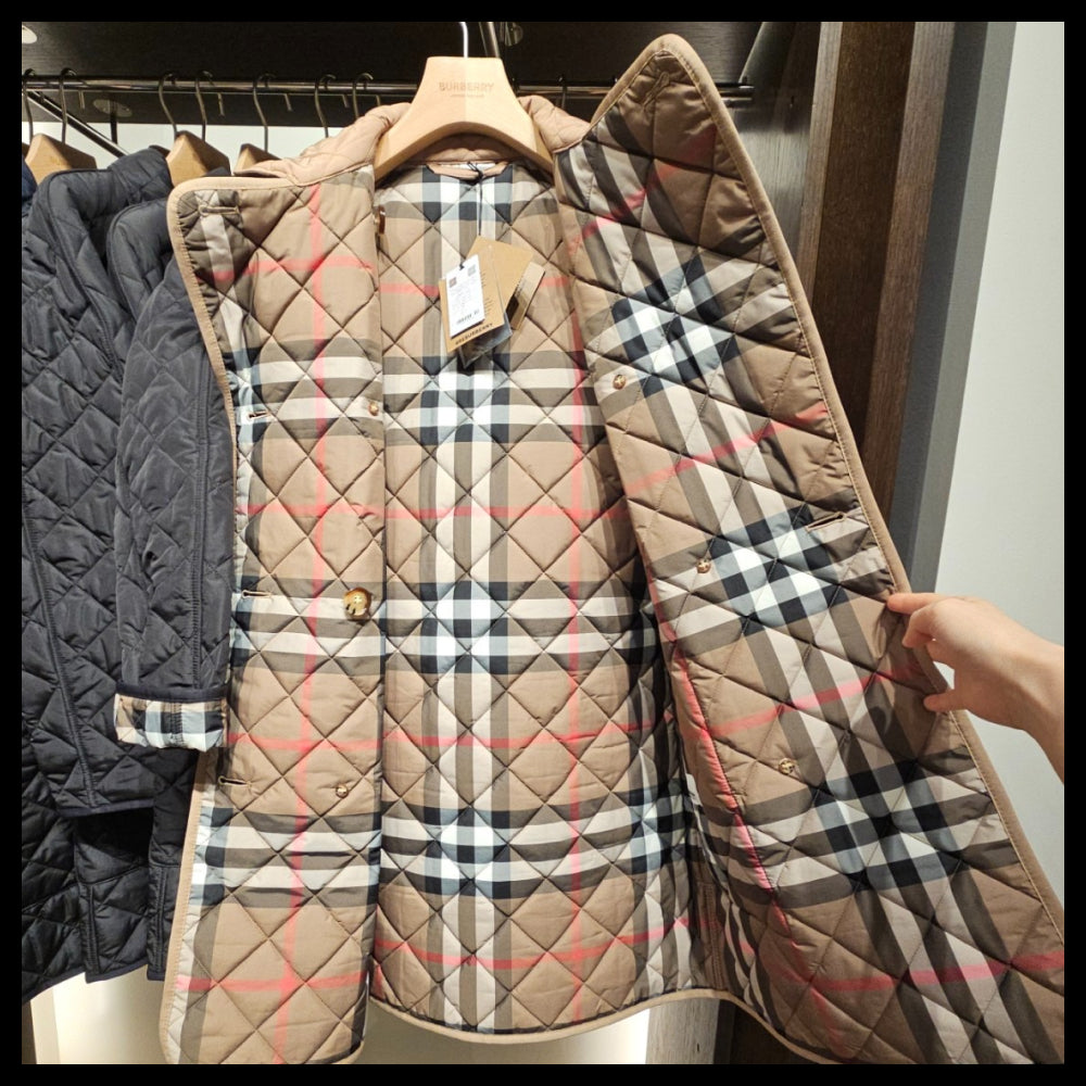 【BURBERRY】New Teyting long quilted women’s jacket camel