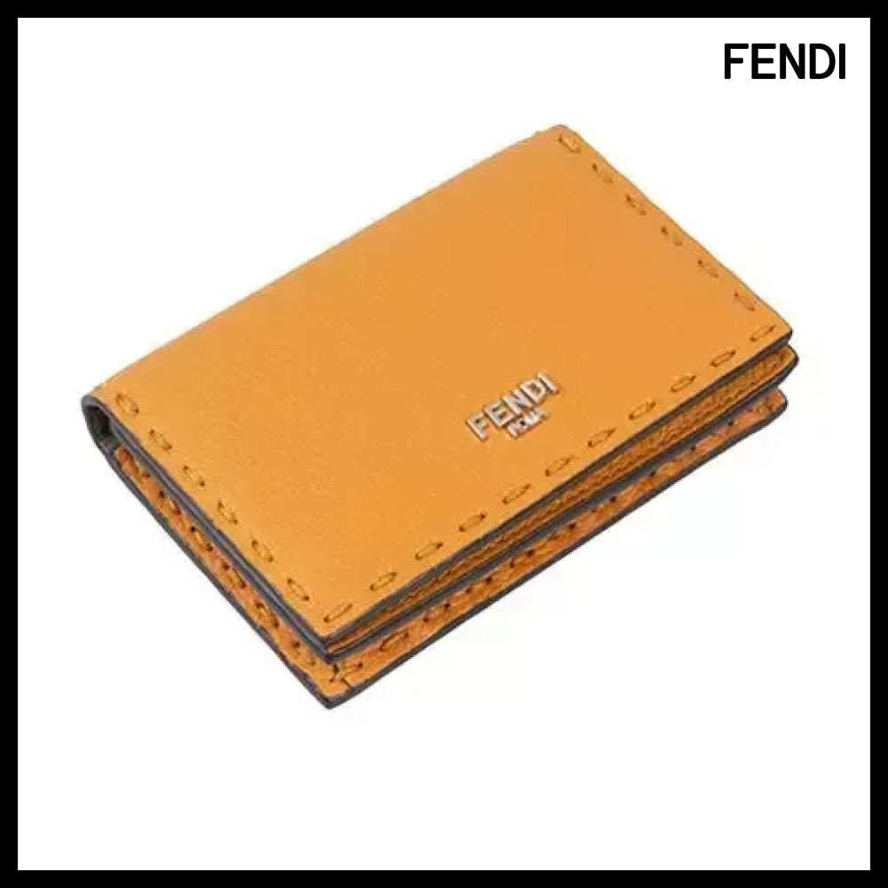 【Fendi】Selleria Unisex Card Wallet Leather Luxury