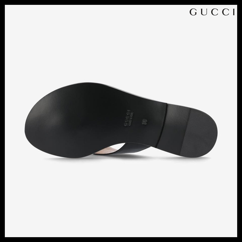 【GUCCI】Interlocking G Strap Sandals Black