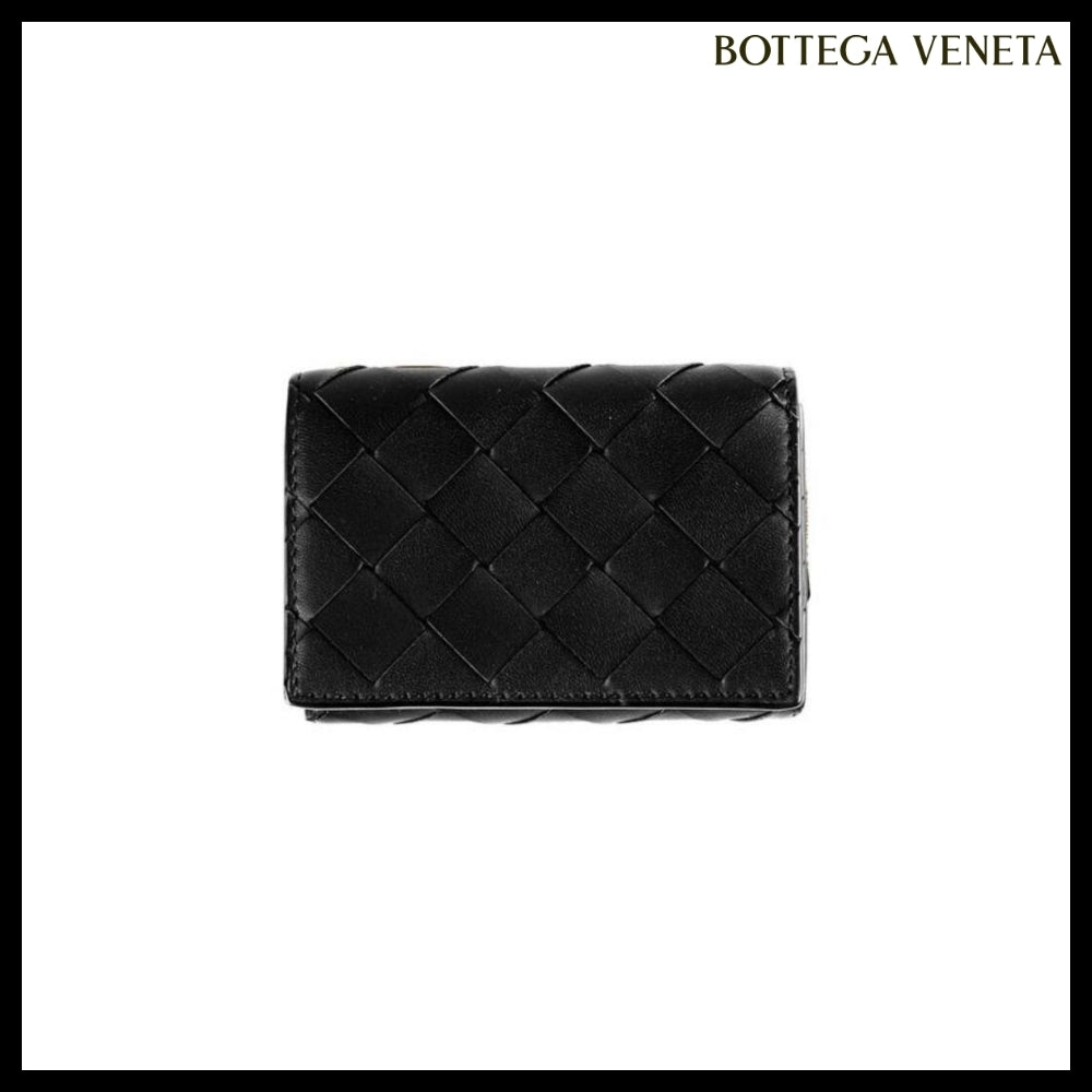 【BOTTEGA VENETA】Intrecciato Calfskin Bi-Fold Wallet Black