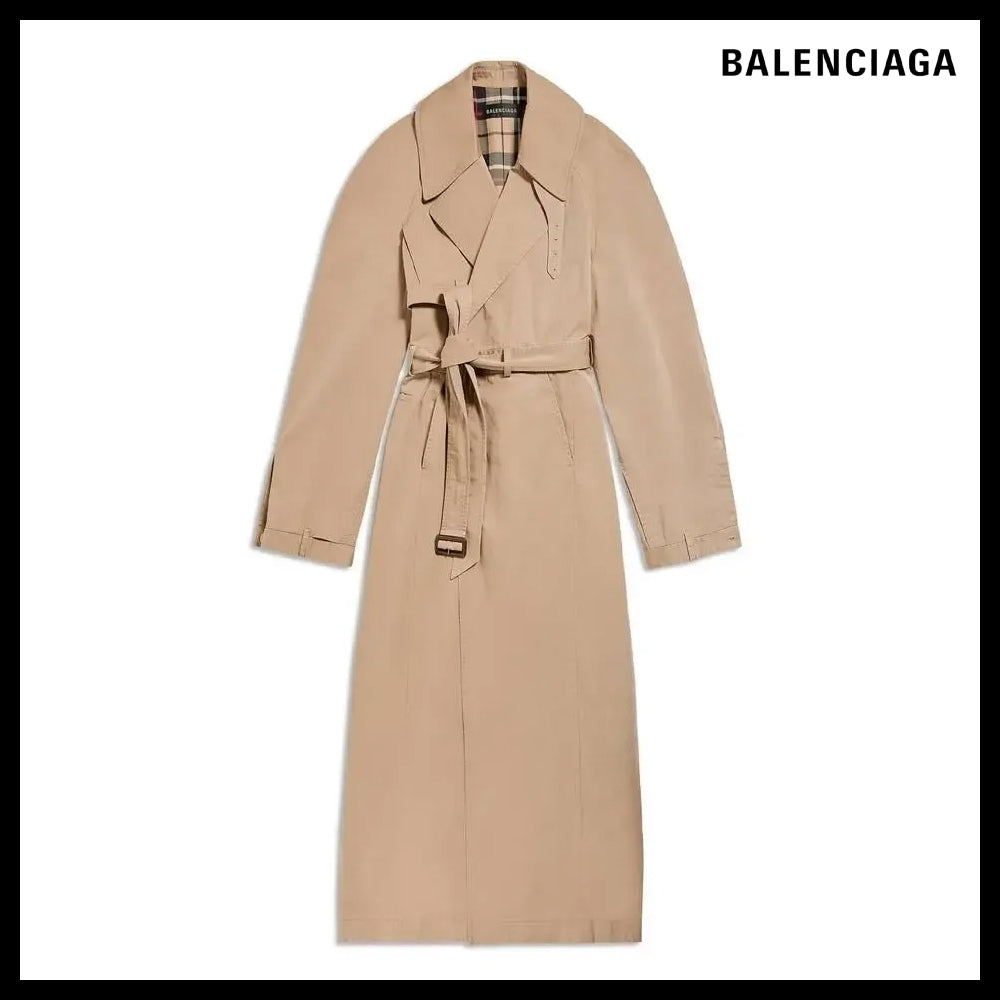 【BALENCIAGA】Maxi Deconstructed Trench Coat In Dark Beige