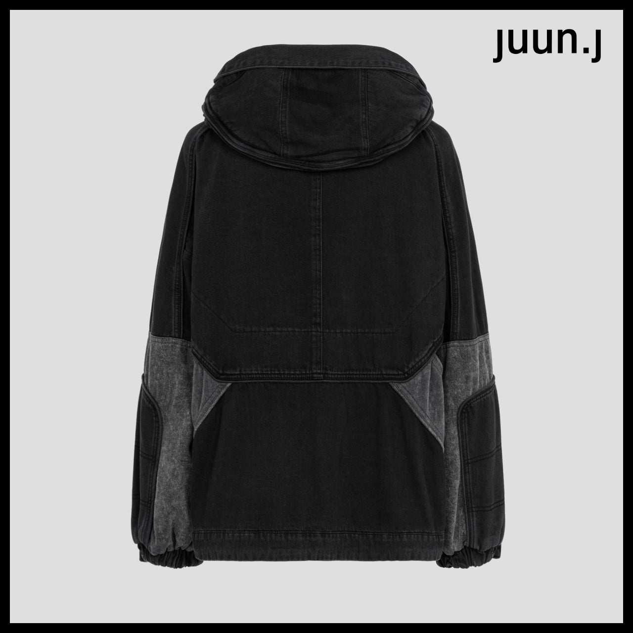 【JUUN.J】Denim Color Block Track Jumper Black