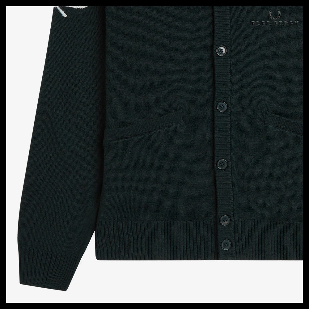 【FRED PERRY】Laurel Wreath Cardigan Night Green