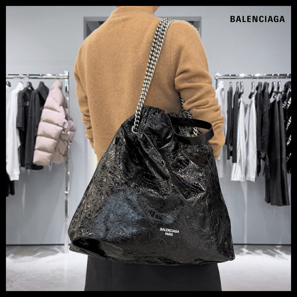 【BALENCIAGA】Crush Tote Bag M Black