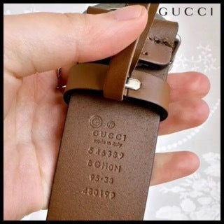 【GUCCI 】GG Interlocking Buckle Leather Belt CUIR