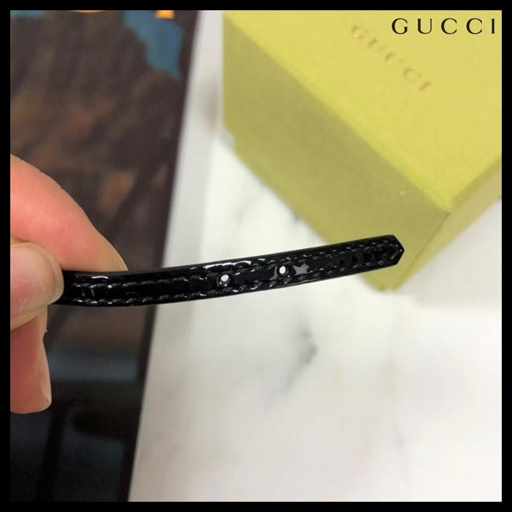 【GUCCI】 レディース レザー ブレスレット ブラック