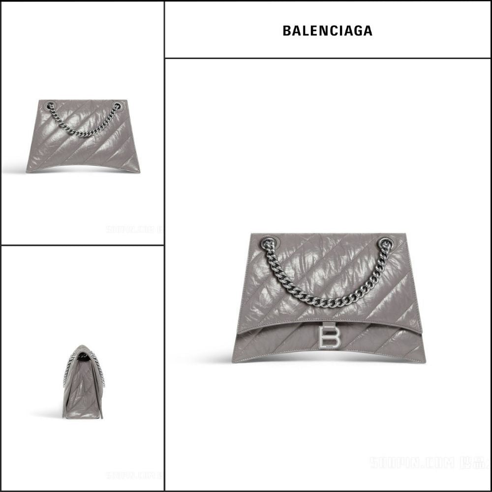 【BALENCIAGA】Crush Medium Chain Bag Dark Grey