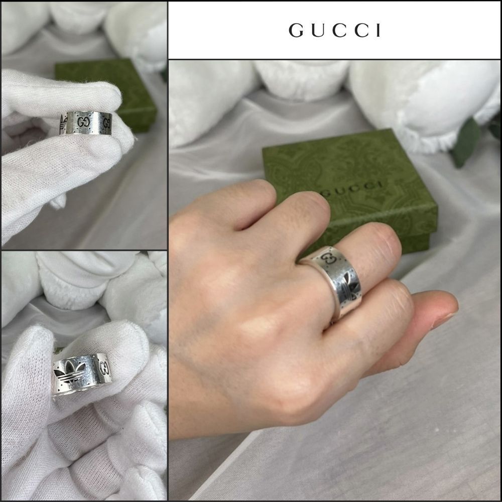 【GUCCI】GUCCI X Adidas Trefoil GG Engraving Sterling Wide