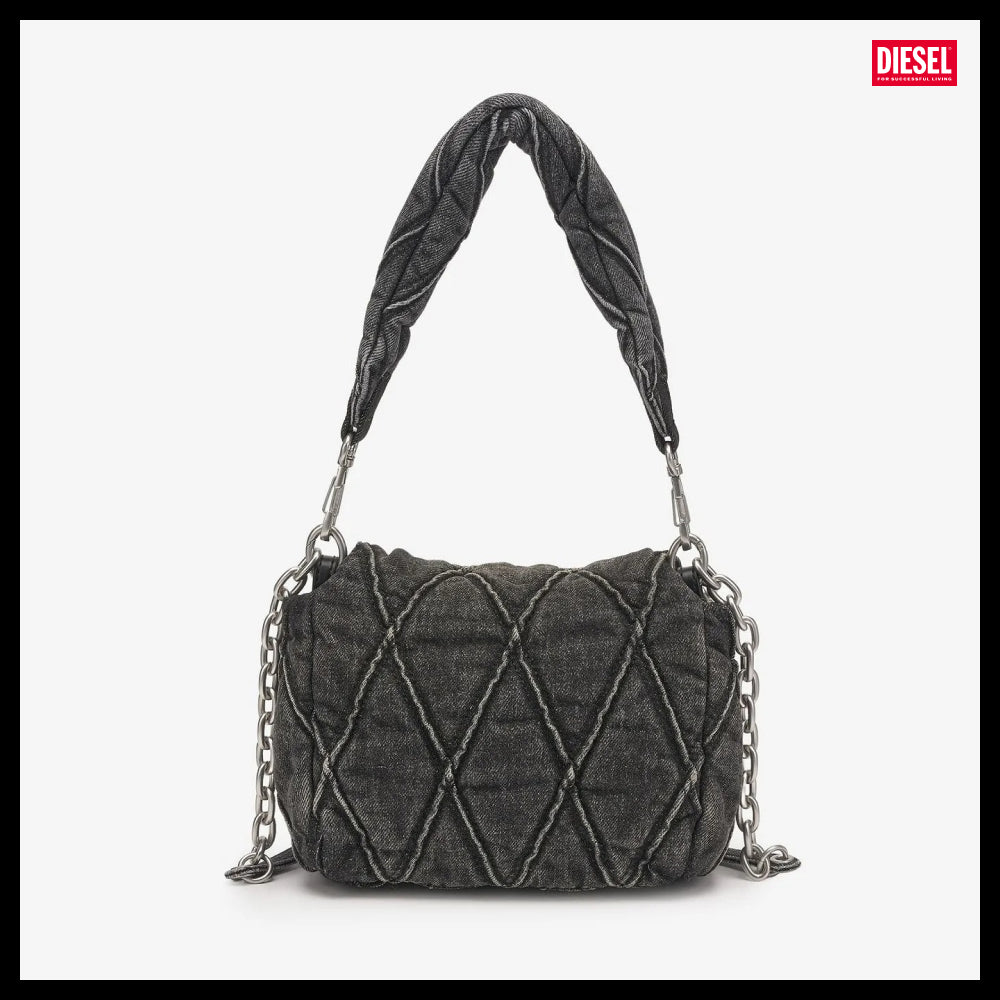 【DIESEL】Charm-D-S Denim Shoulder Bag - Black
