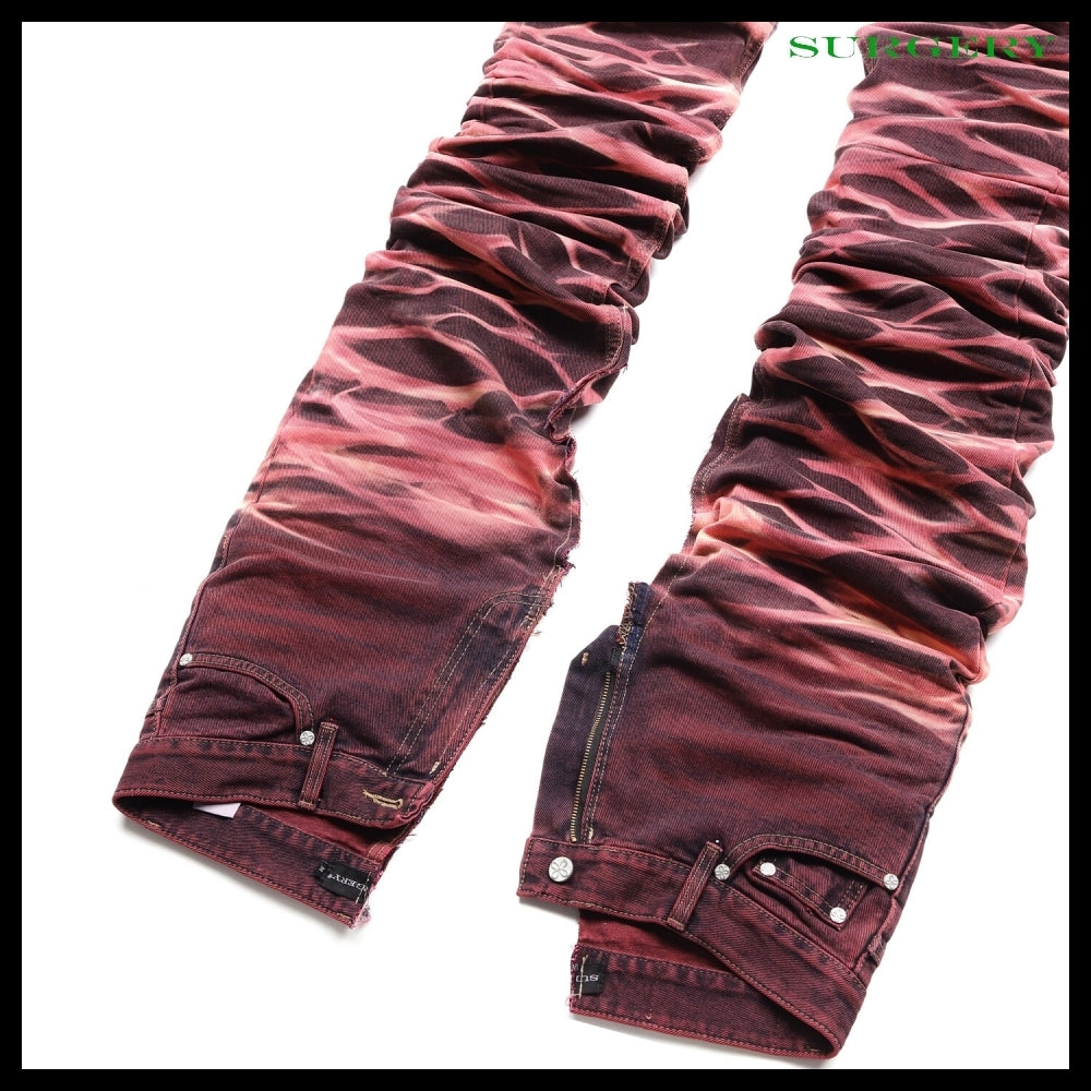 【SURGERY】Yoonseul Long Length Double Jeans Flame