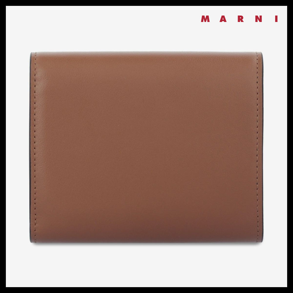【MARNI】Logo envelope tripod money clip wallet cinnamon