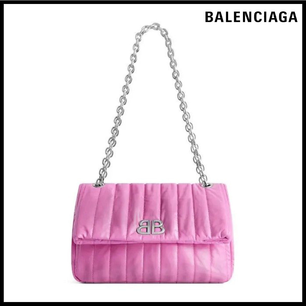 【BALENCIAGA】Monaco Small Chain Bag Sprayed Quilted Pink