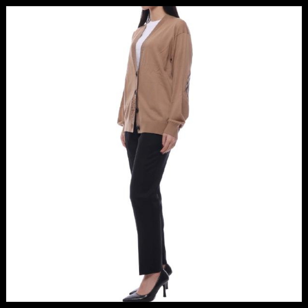 【BURBERRY】DORNOCH Elbow Patch Women’s Wool Cardigan