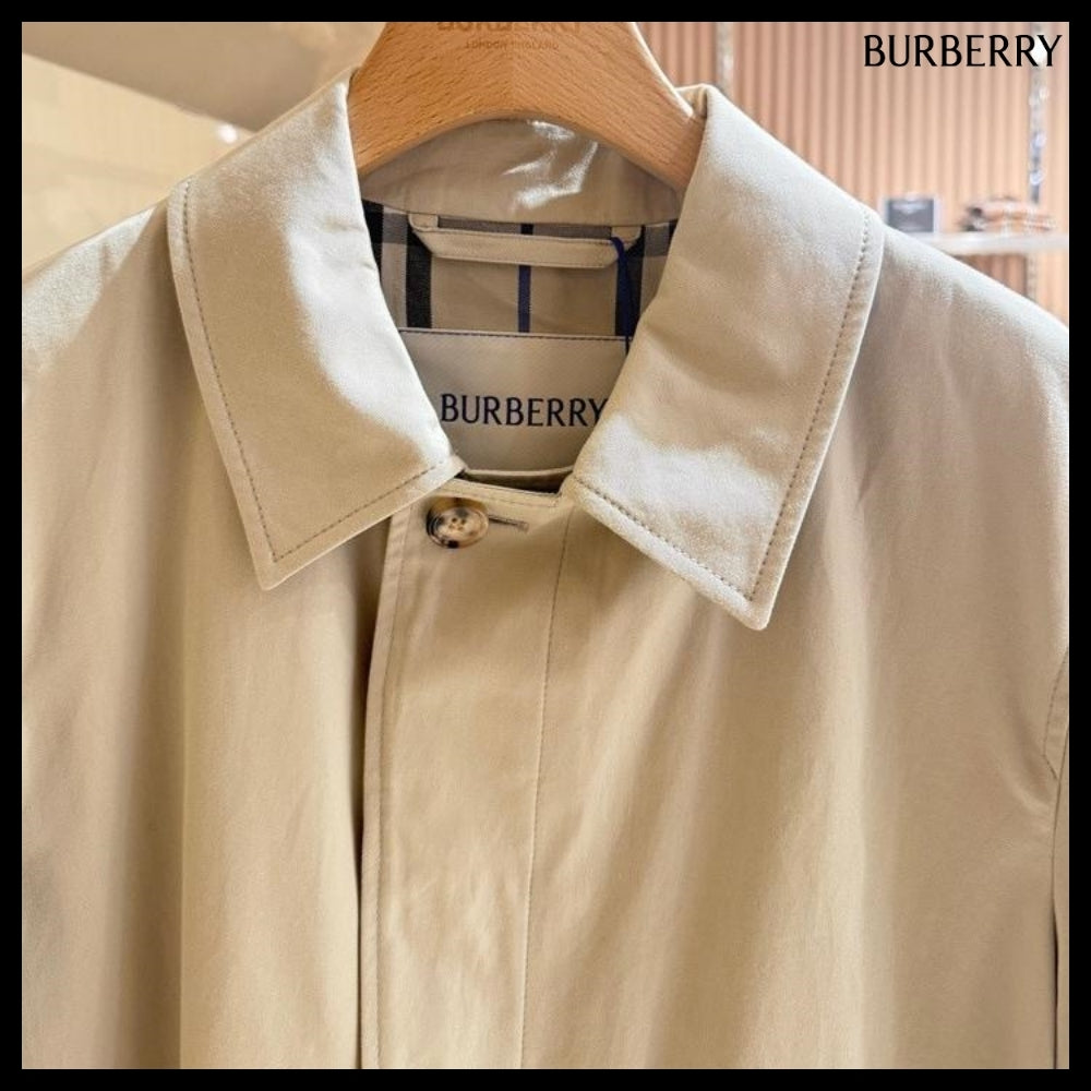 【Burberry】Button Single Cotton Men's Car Coat Lichen