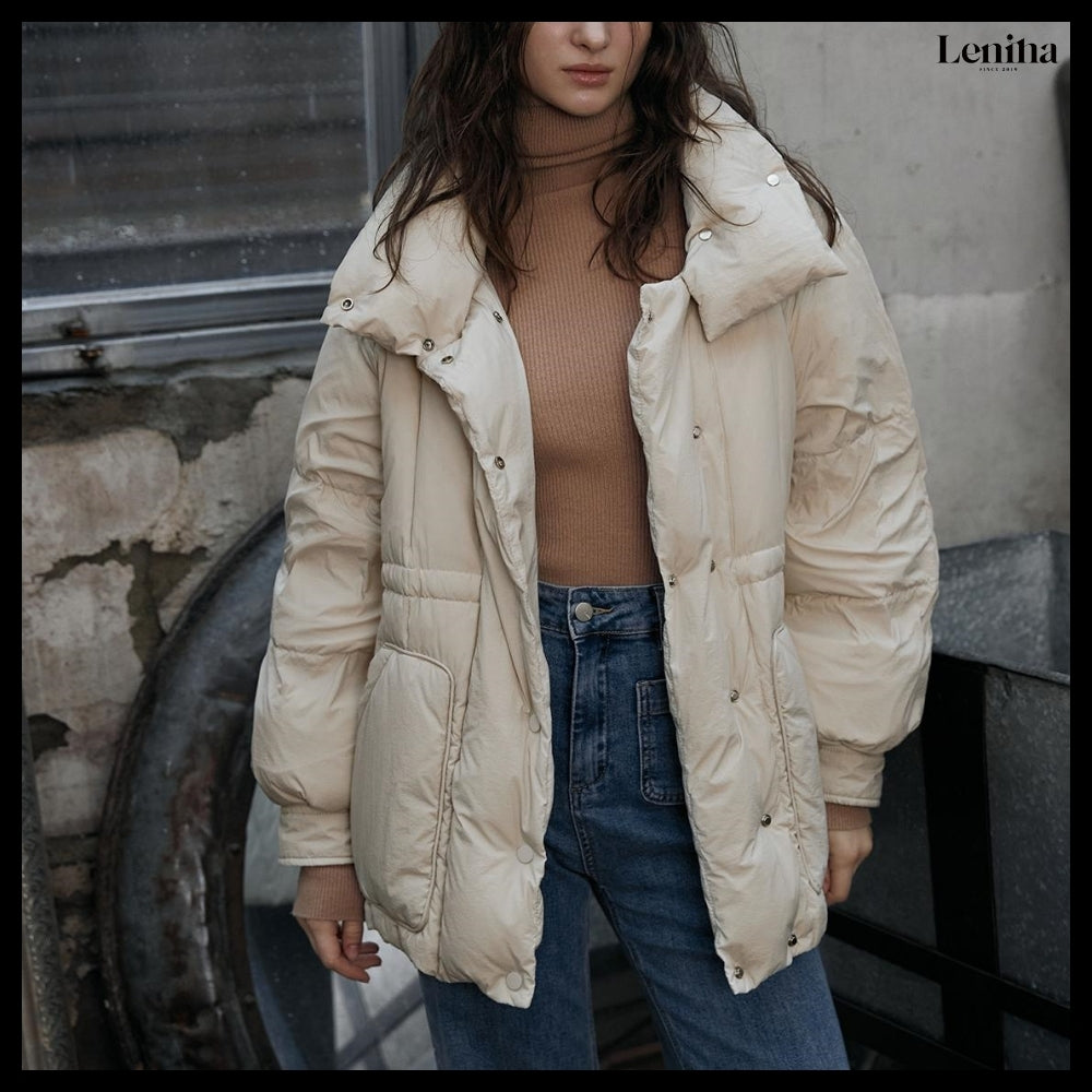 【LENINA】Jade Stand Collar Down Padding 2 Colors