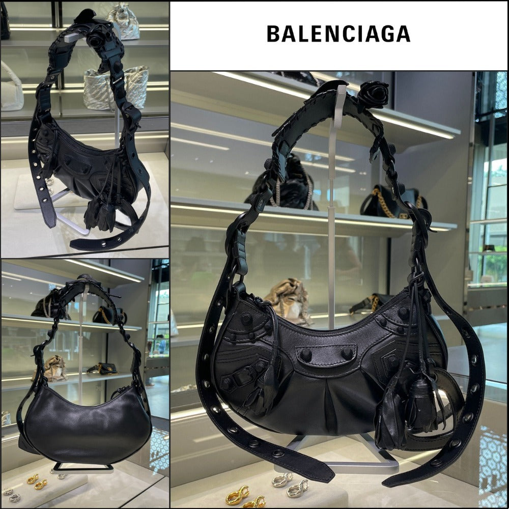 【正規品】BALENCIAGA Lambskin Le Cagole Rose Detail XS Hobo