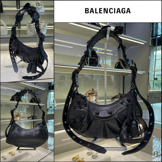 【正規品】BALENCIAGA Lambskin Le Cagole Rose Detail XS Hobo