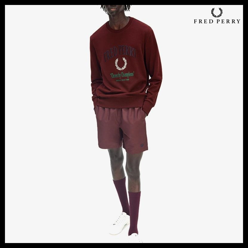 【FREDPERRY】ClubhouseEmbroideredChampionSweatshirt Oxblood
