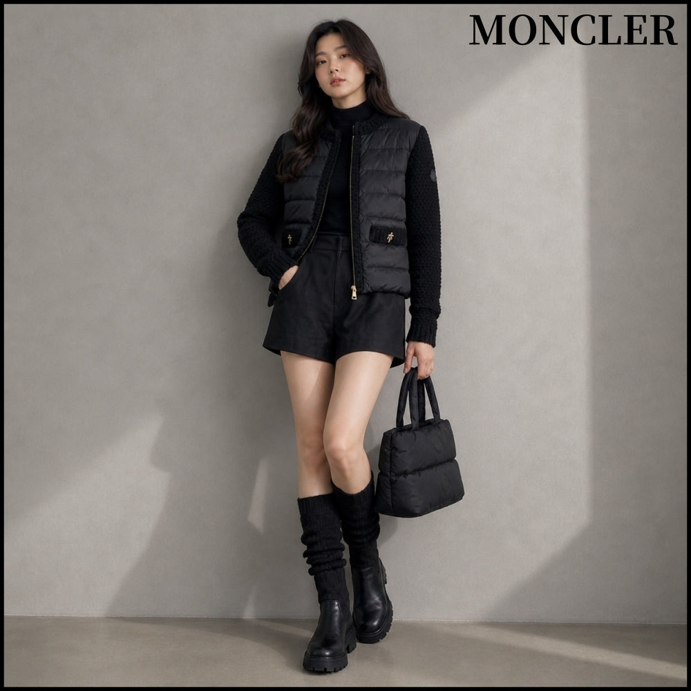 【MONCLER】Padded Zip-up Cardigan Black