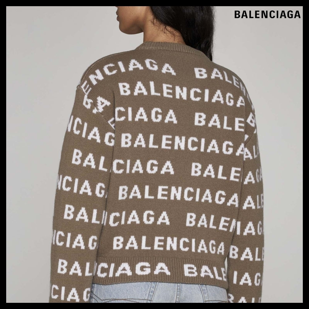 【BALENCIAGA】Bal Horizontal Allover Cropped Sweater