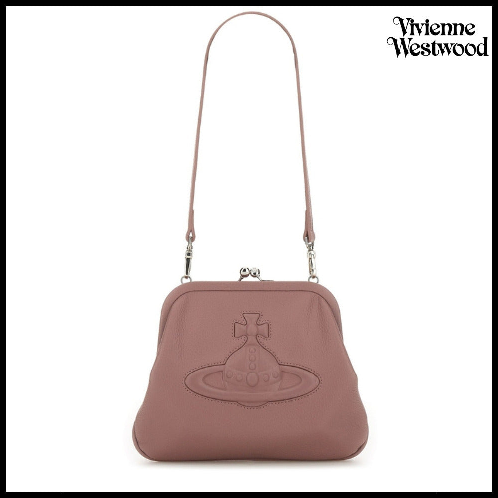 【Vivienne Westwood】Orb Logo Leather Shoulder Bag