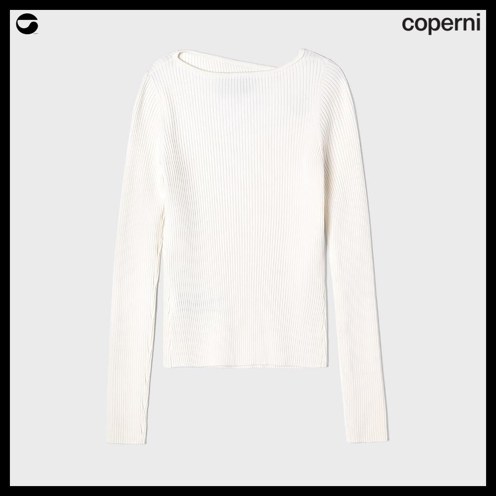 【Coperni】Womens Knitted Cut Out Long Sleeve Top White